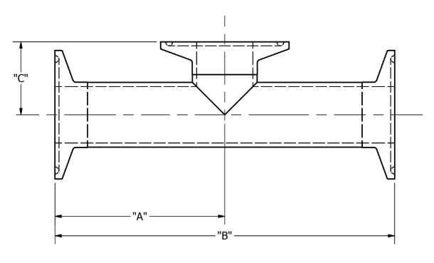 Tri-Clamp Short Outlet Tee Dimensions