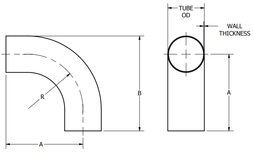 Butt-Weld Long Elbow Dimensions