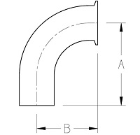 Clamp x Long Weld BPE Elbow Dimensions