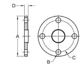 38W Weld Neck Flange Dimensions