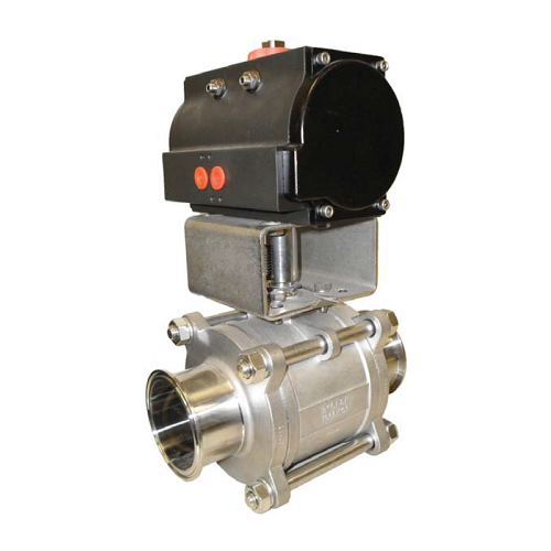 2 inch HSH-Flo Sanitary Stainless Steel 304 Tri-Clamp Ferrule Type Double Acting Pneumatic Ball Valve