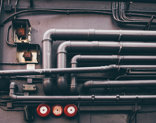 system of pipes with various gauges on display