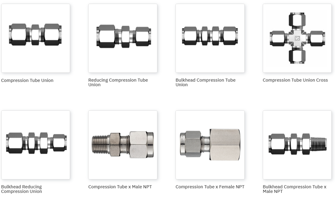 Examples of Compression Tube Fittings