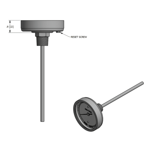 Reotemp® Sanitary Thermometer with 3" Dial, Bottom Connected - Image 2